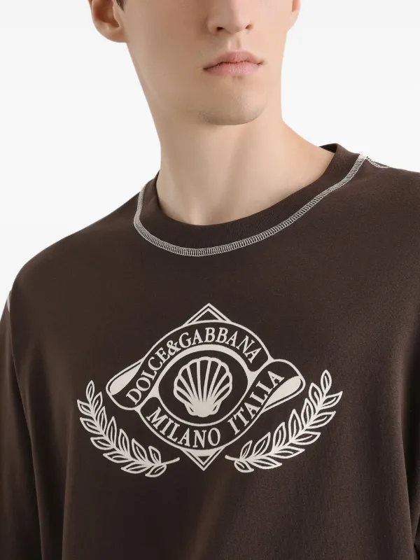 Dolce & Gabbana logo-stamp T-shirt | Brown | FARFETCH JO