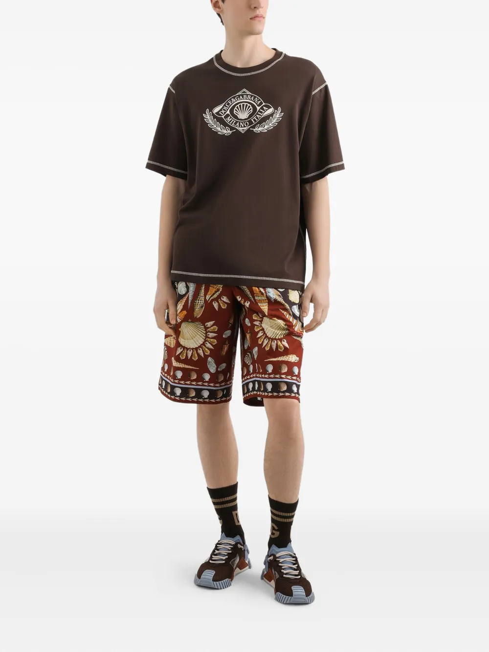Dolce & Gabbana T-shirt met logoprint - Bruin