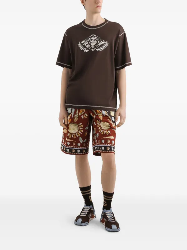 Dolce & Gabbana Camiseta Com Estampa De Logo | Marrom | FARFETCH BR