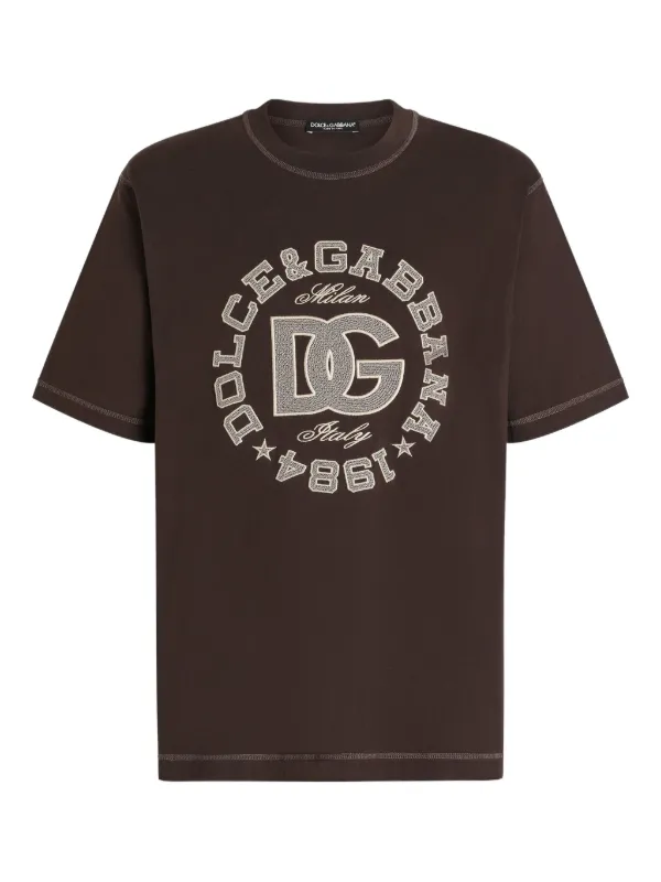 Dolce & Gabbana Camiseta Com Logo Bordado | Marrom | FARFETCH BR