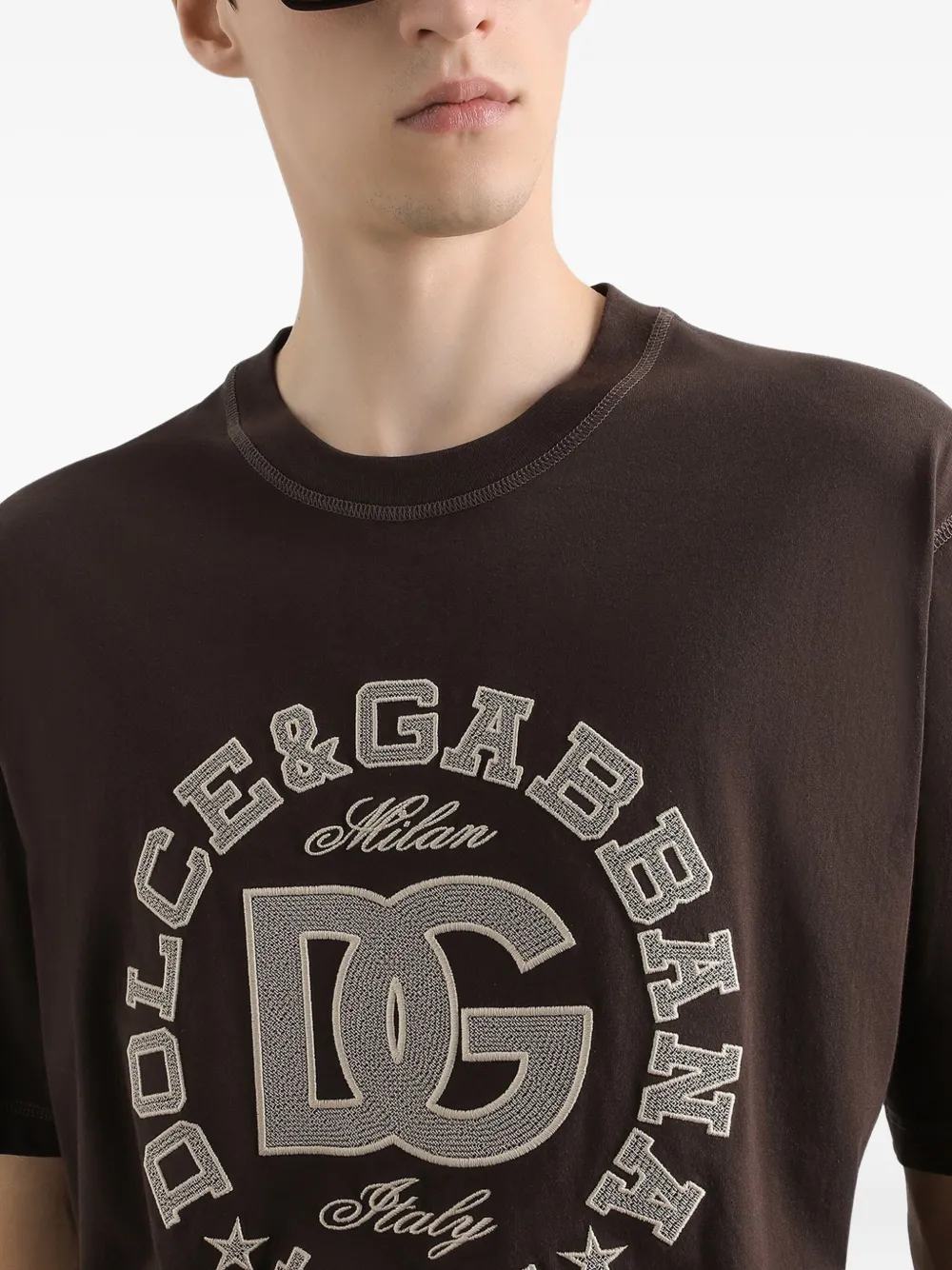 Dolce & Gabbana T-shirt met geborduurd logo Bruin