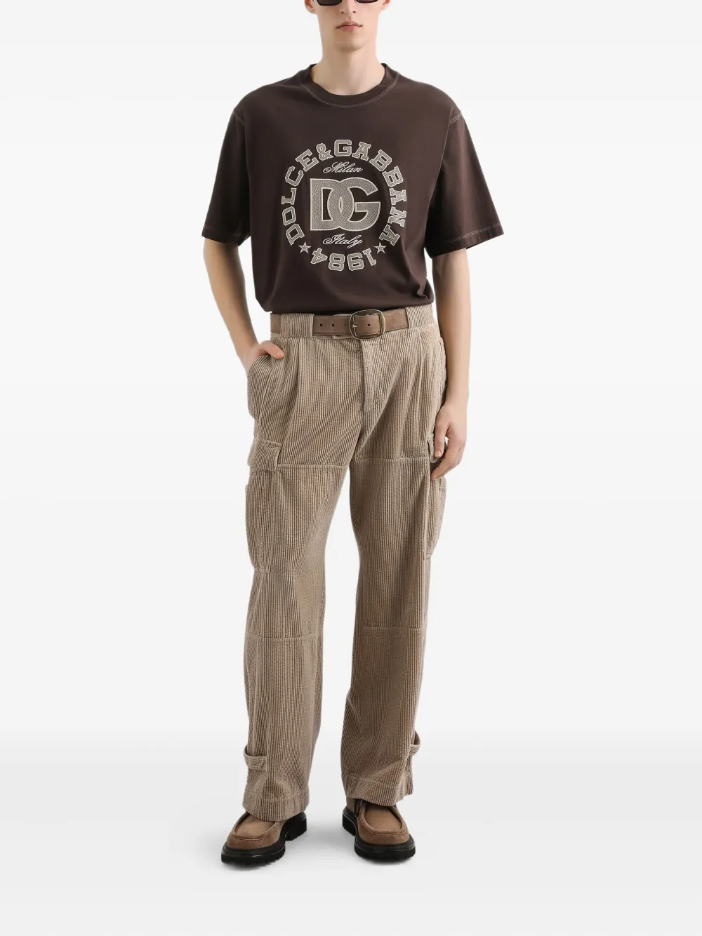 Dolce & Gabbana T-shirt met geborduurd logo Bruin