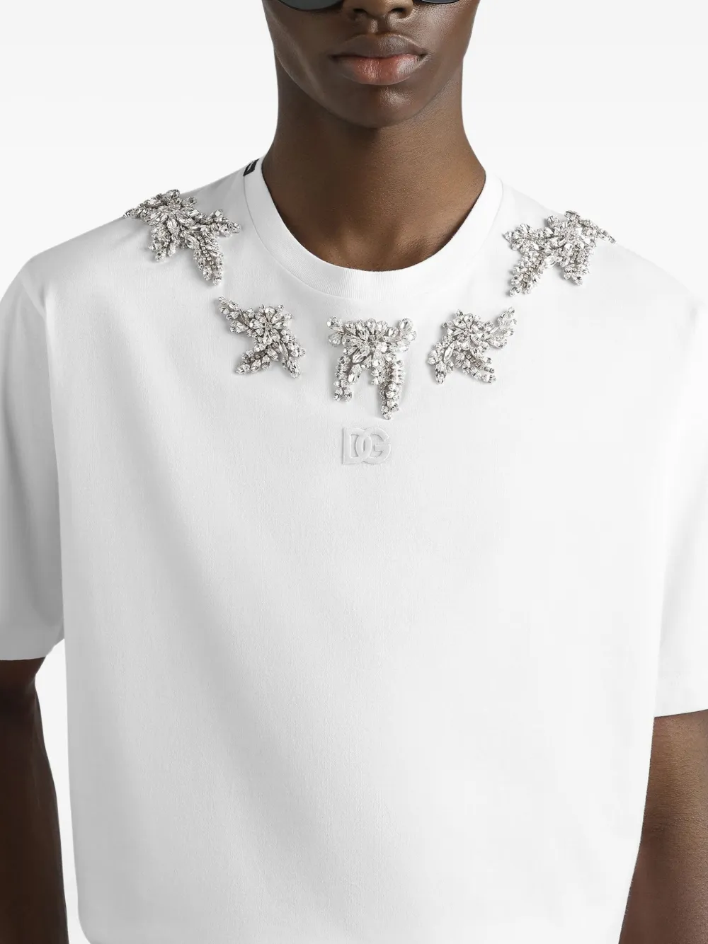 Dolce & Gabbana T-shirt verfraaid met kristallen Wit