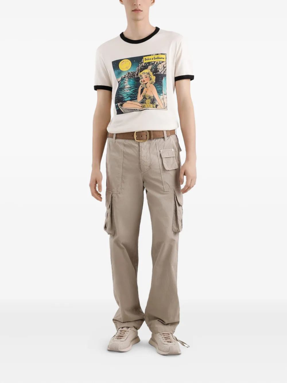 Dolce & Gabbana T-shirt met grafische print - Beige
