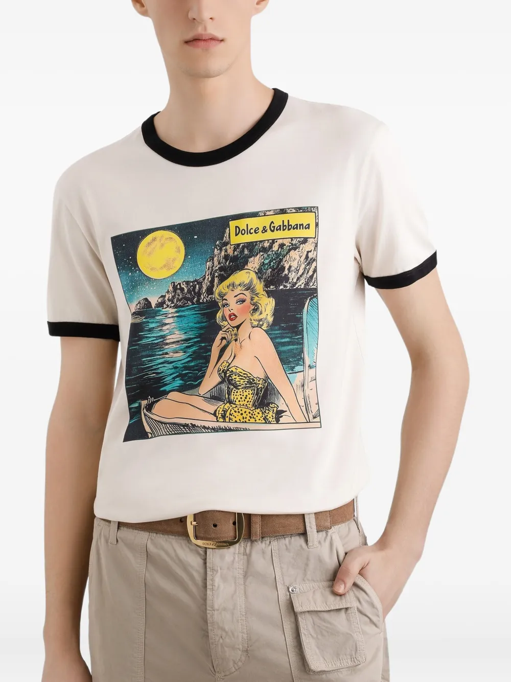 Dolce & Gabbana T-shirt met grafische print Beige