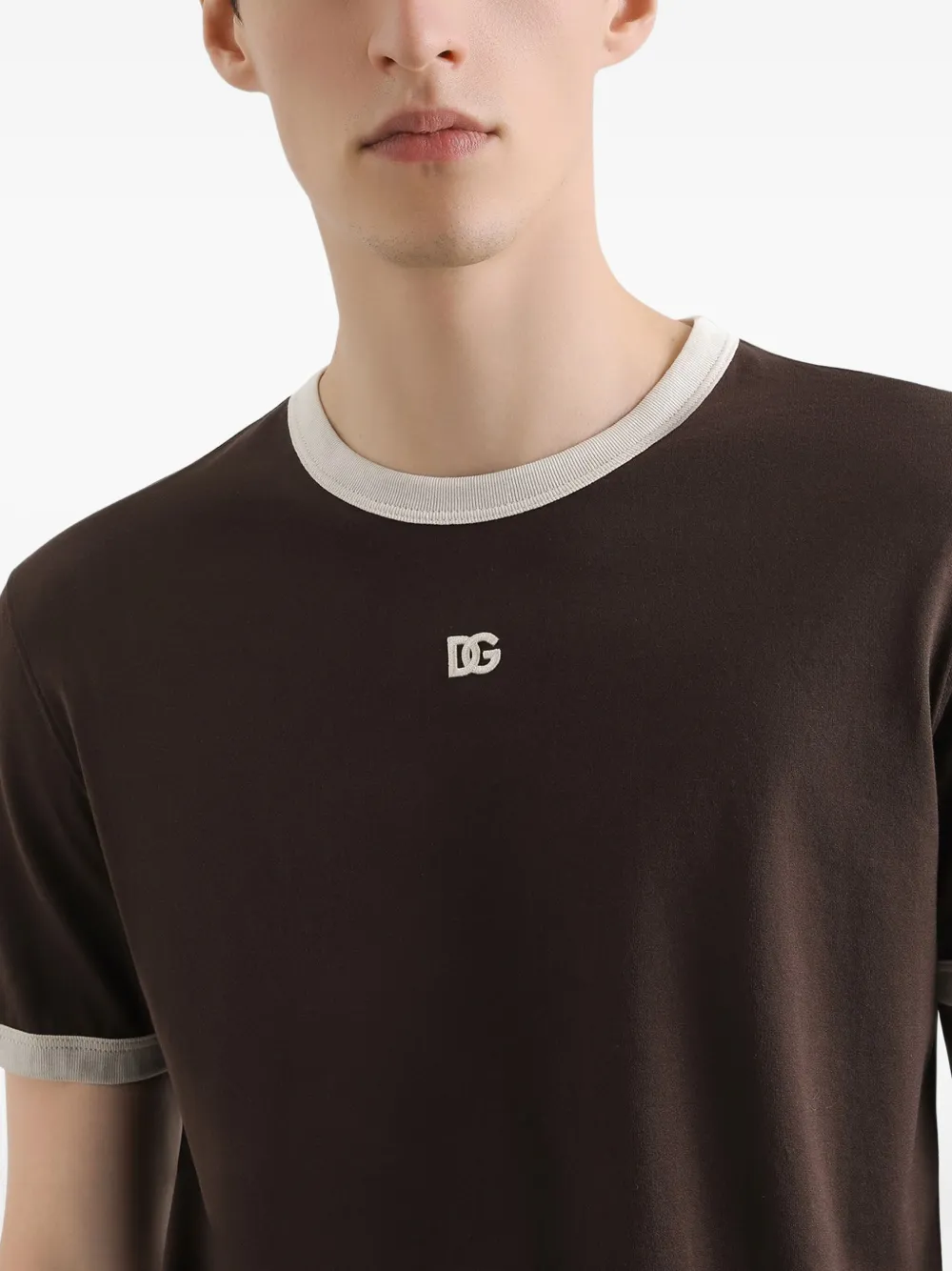 Dolce & Gabbana T-shirt met geborduurd logo Bruin