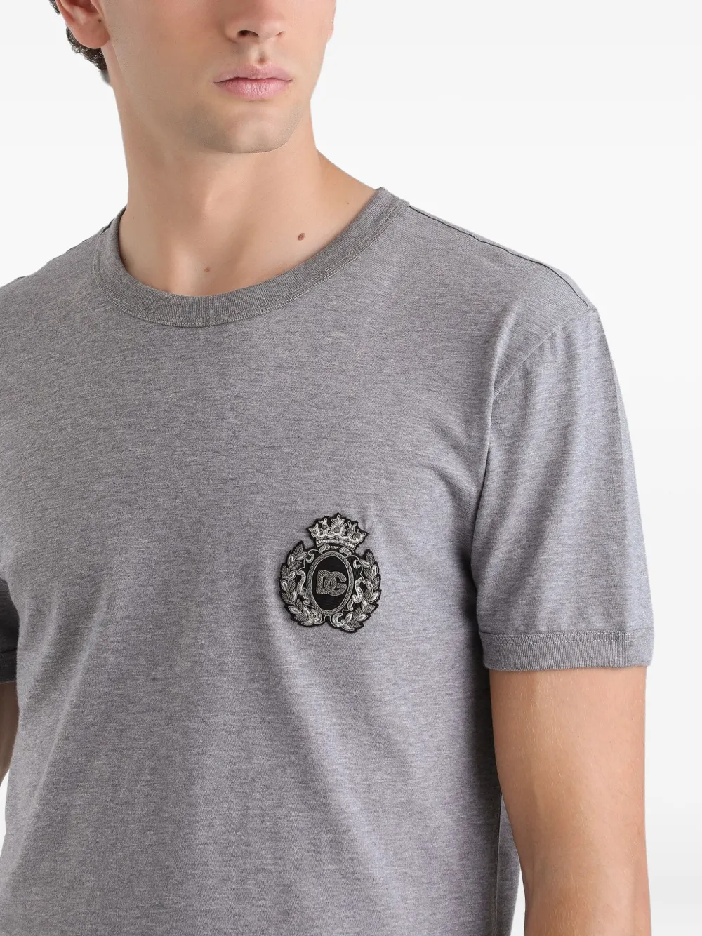 Dolce & Gabbana T-shirt verfraaid met pailletten en ronde hals Grijs
