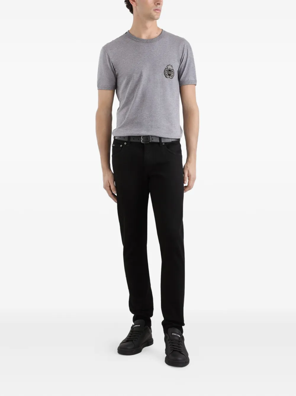 Dolce & Gabbana T-shirt verfraaid met pailletten en ronde hals - Grijs