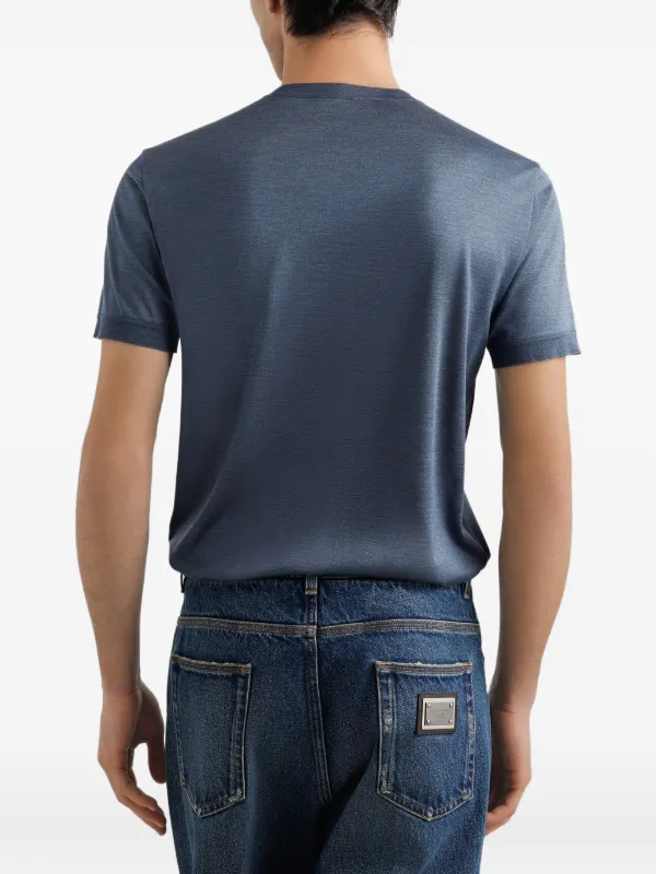Dolce & Gabbana Henley Silk T-shirt | Blue | FARFETCH JO