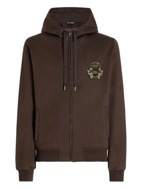 Dolce & Gabbana embroidered-logo zip-up hoodie