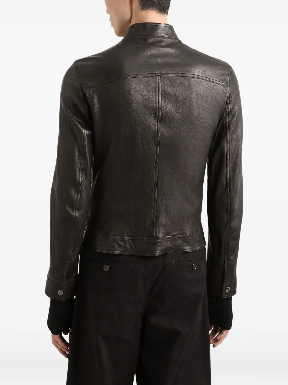 Dolce & Gabbana Leren jack met ritssluiting en zakken Zwart