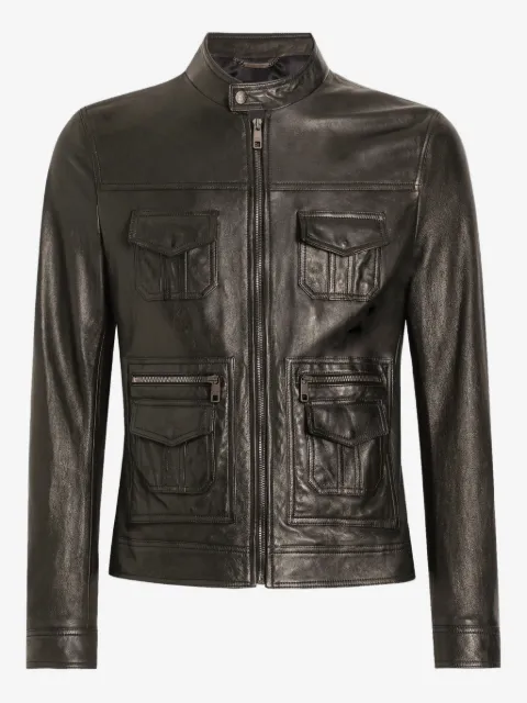 Dolce & Gabbana zip-fastening pocketed leather jacket