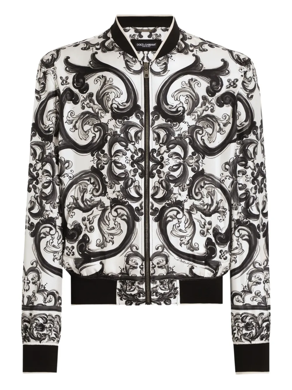 Dolce & Gabbana maiolica pattern bomber jacket | White | Image 1