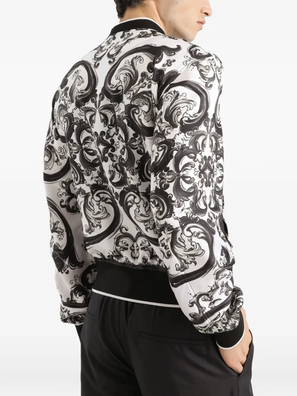 Dolce & Gabbana Bomberjack met Maiolica-patroon Wit