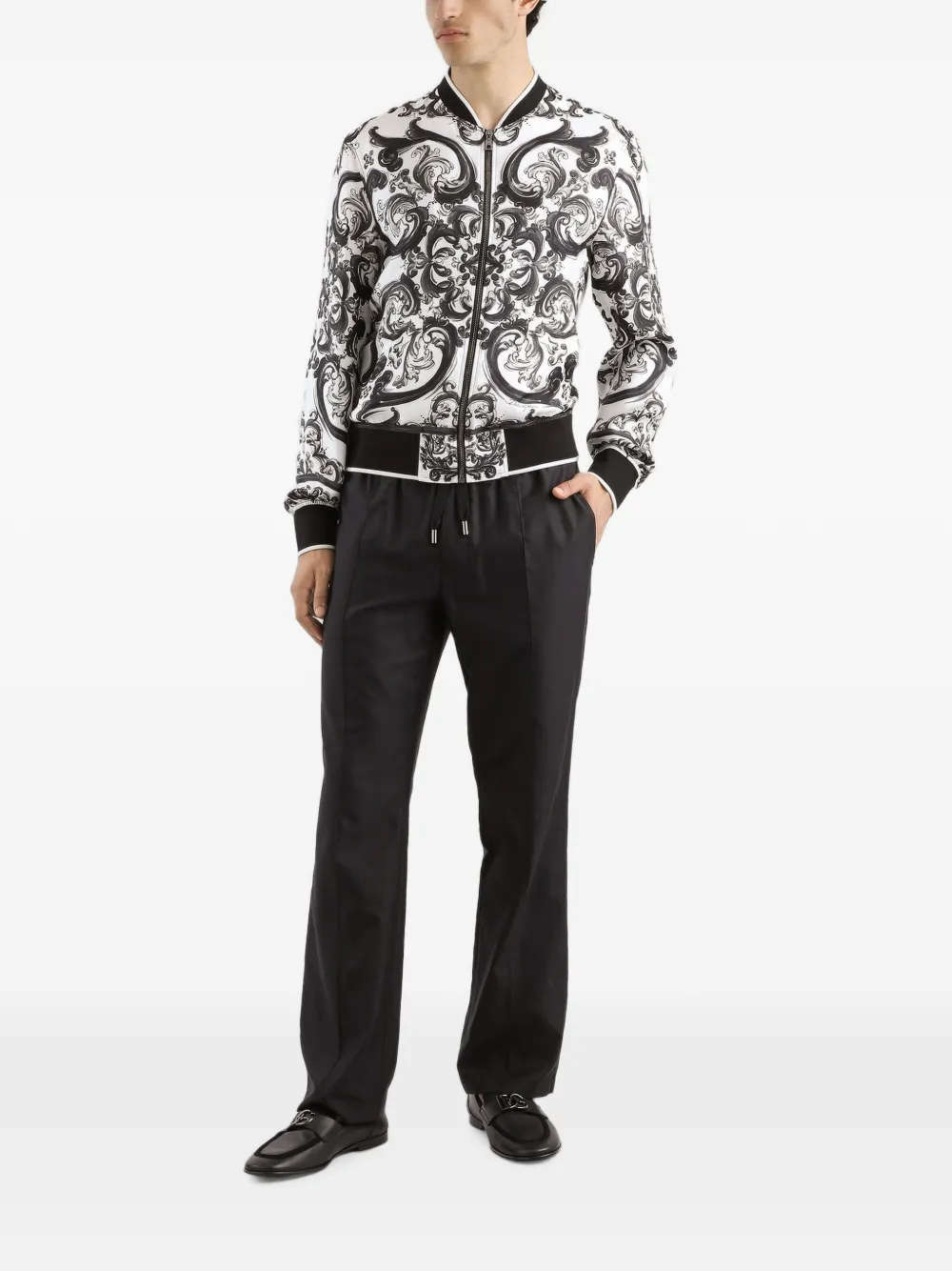 Dolce & Gabbana Bomberjack met Maiolica-patroon Wit