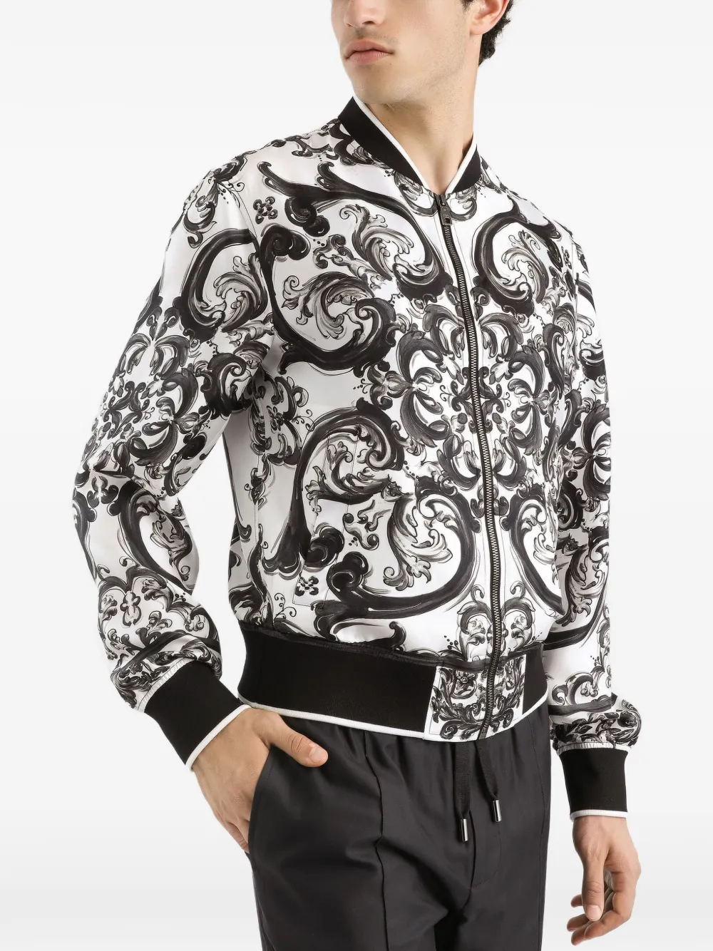 Dolce & Gabbana Bomberjack met Maiolica-patroon Wit
