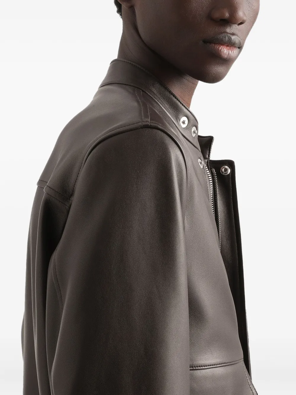 Dolce & Gabbana Leren jack met ritszak Bruin