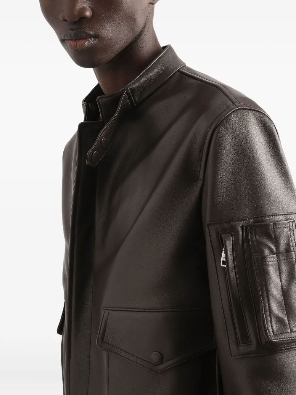 Dolce & Gabbana Leren jack met ritszak Bruin