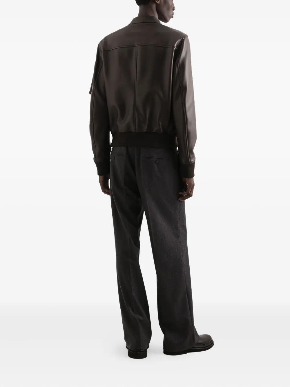 Dolce & Gabbana Leren jack met ritszak Bruin