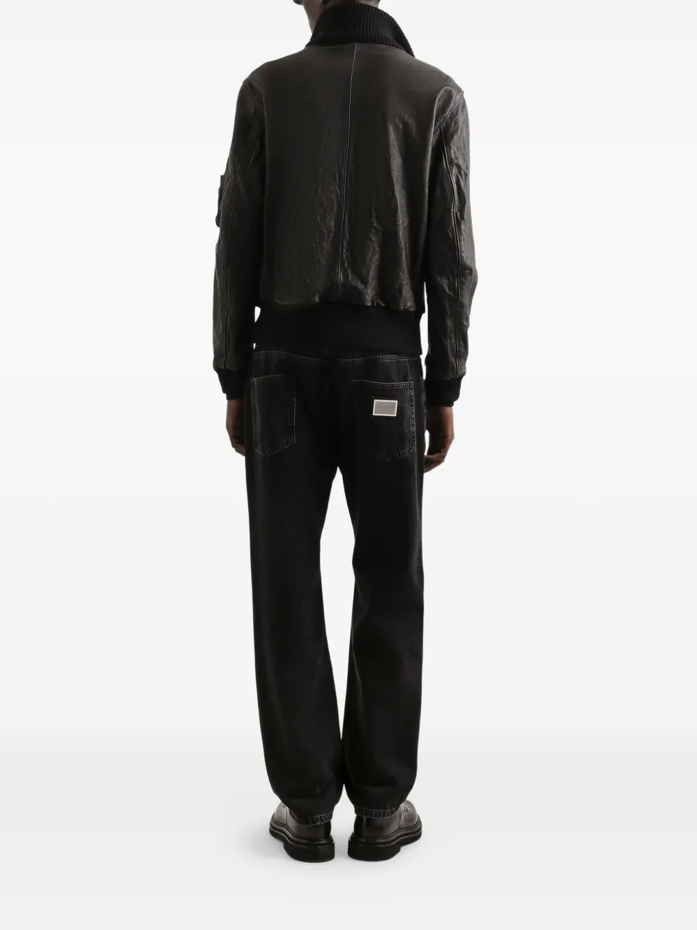 Dolce & Gabbana Leren jack Zwart