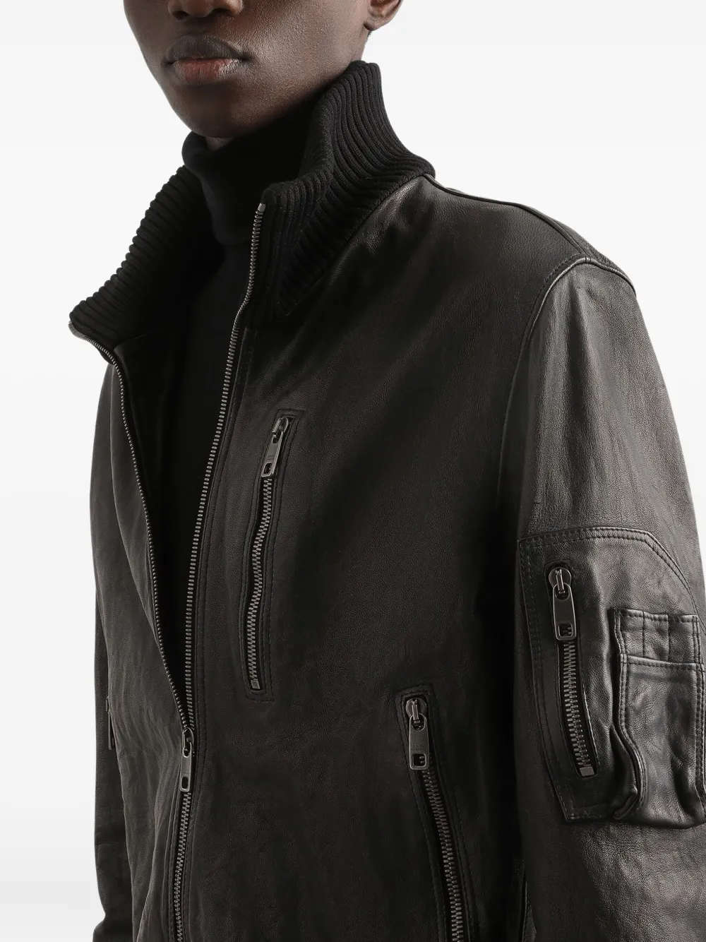 Dolce & Gabbana Leren jack Zwart