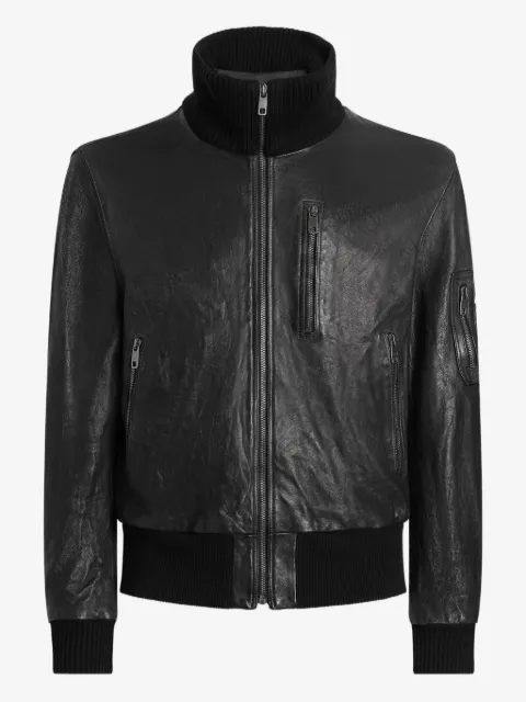 Dolce & Gabbana ribbed-collar leather jacket