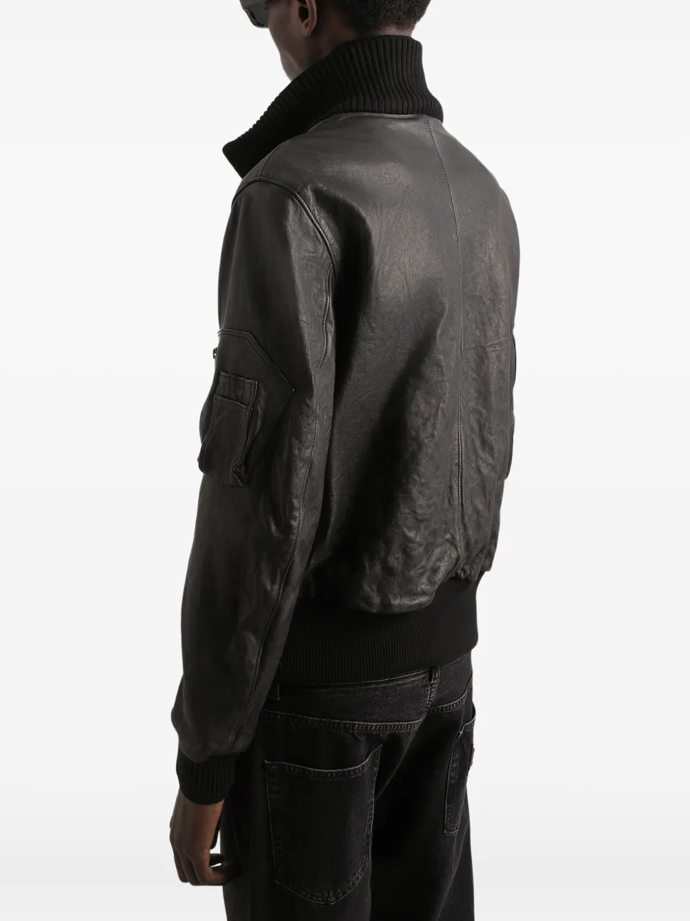 Dolce & Gabbana Leren jack Zwart