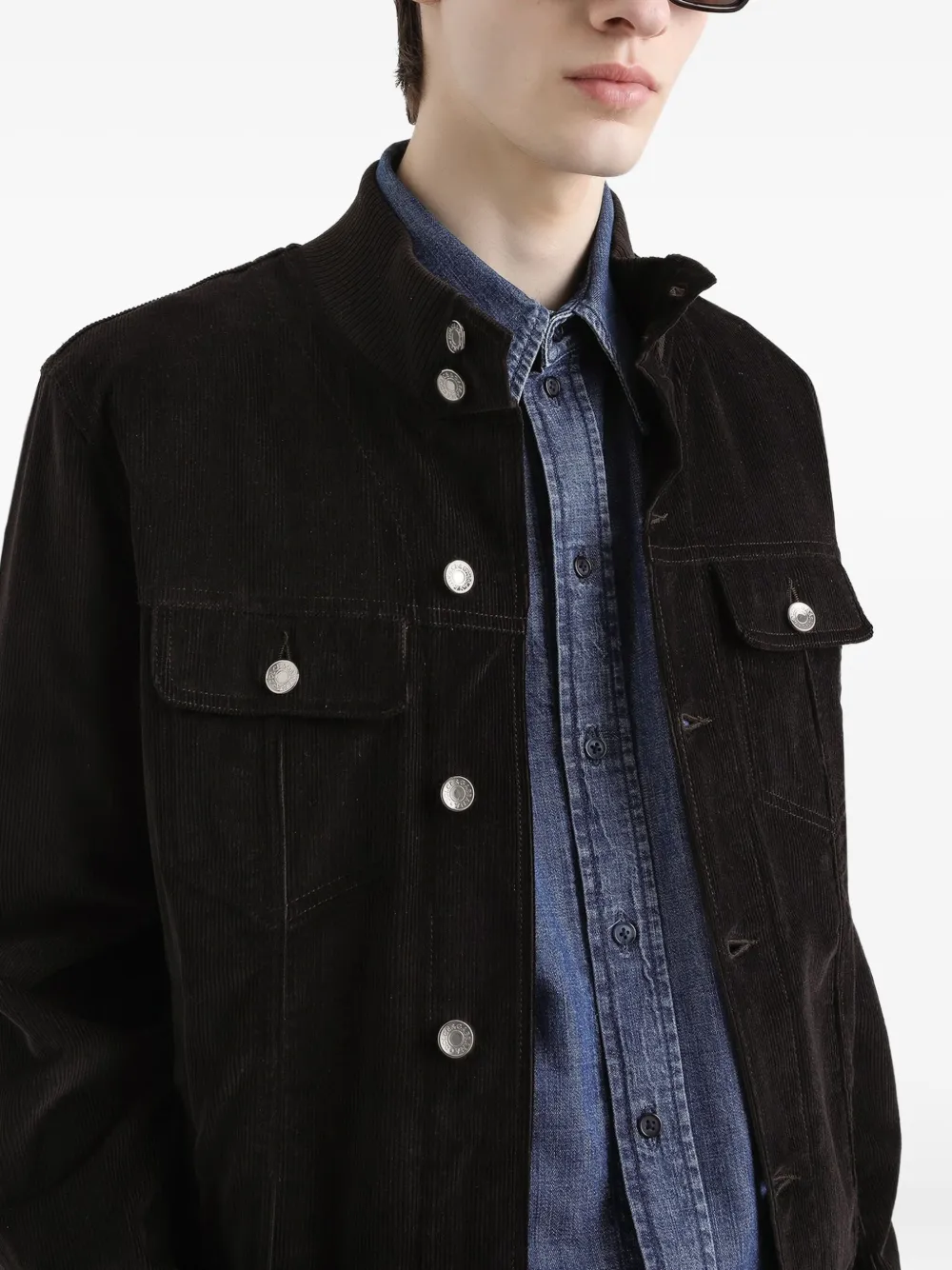 Dolce & Gabbana Corduroy Buttoned Jacket In Brown