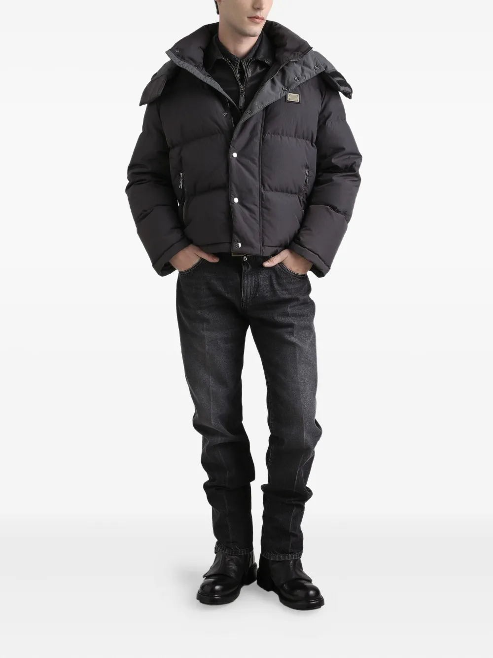Dolce & Gabbana Donsjack met capuchon Grijs