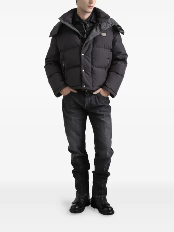 Dolce & Gabbana Hooded Puffer Jacket | Grey | FARFETCH ZA