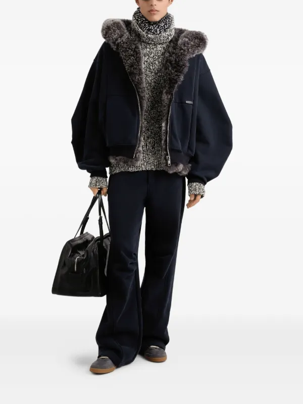 Dolce & Gabbana fur-trimmed zip-up Hoodie | Black | FARFETCH CA