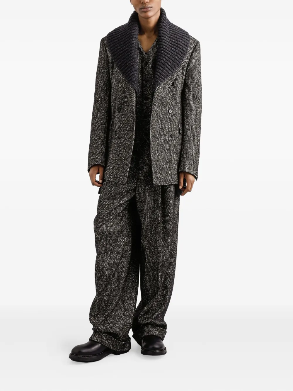 Dolce & Gabbana Plooibroek met visgraatpatroon - Grijs