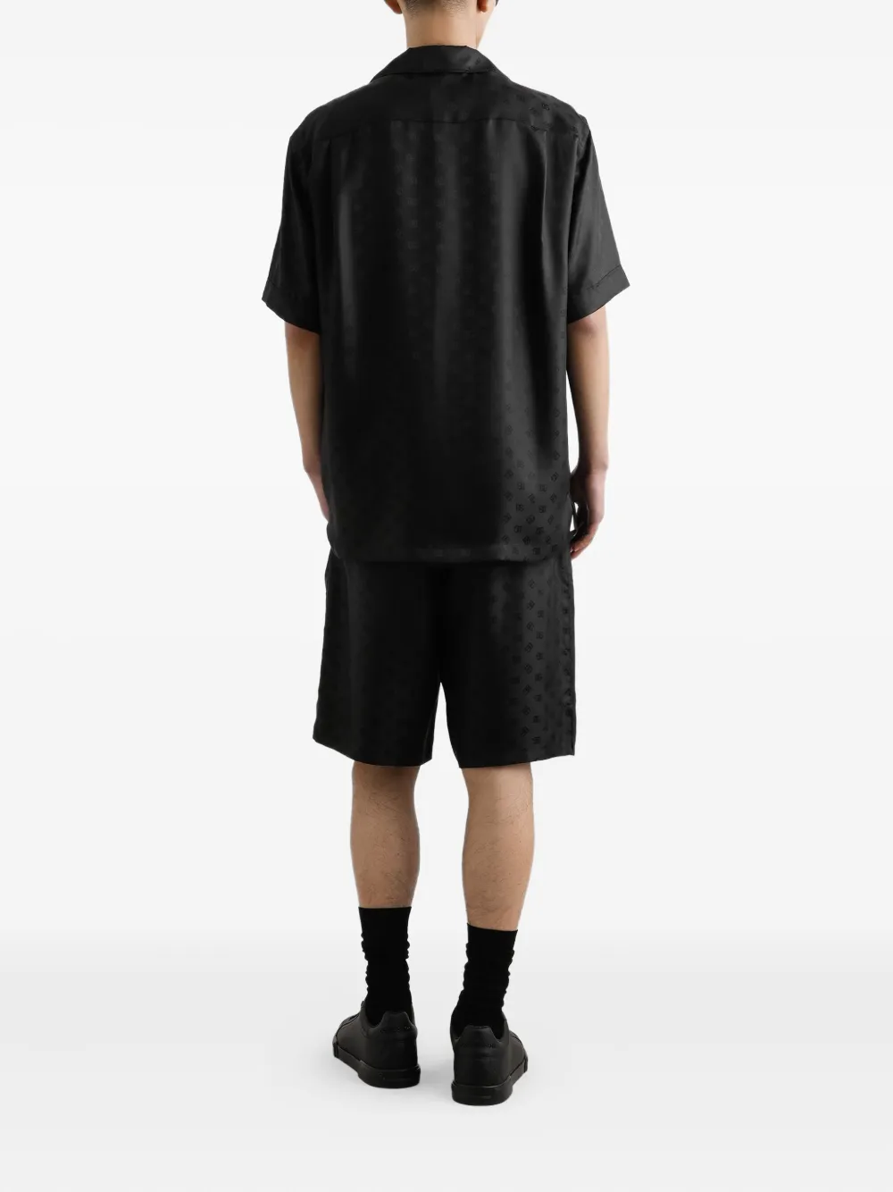 Dolce & Gabbana Zijden shorts met logo-jacquard Zwart