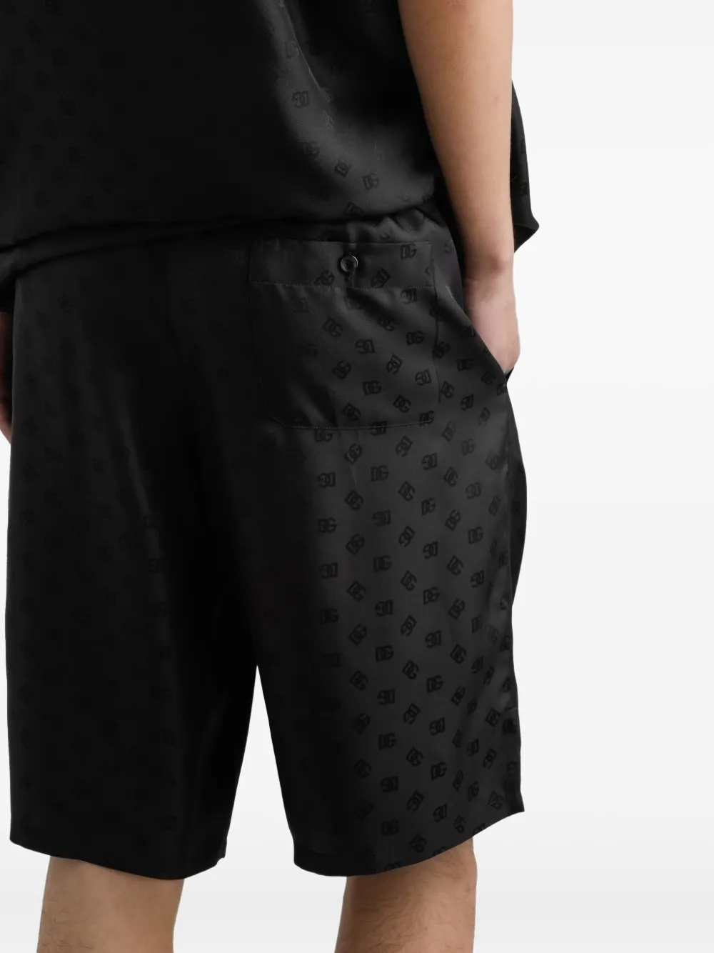 Dolce & Gabbana Zijden shorts met logo-jacquard Zwart