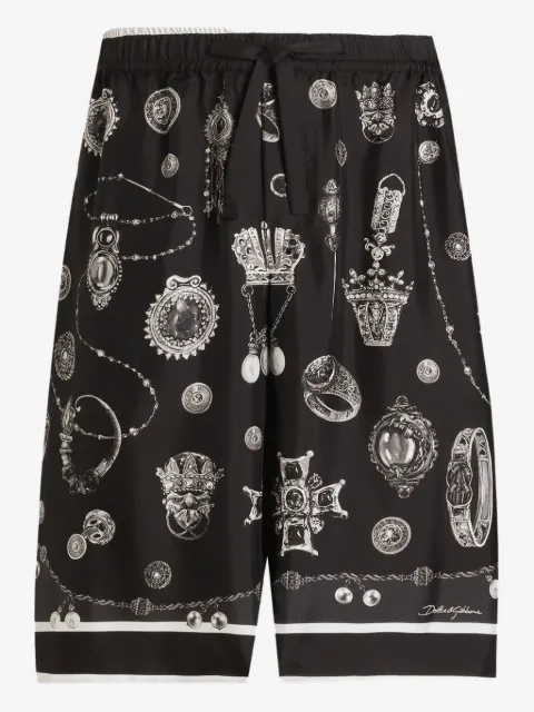 Dolce & Gabbana Kordelzug-Shorts mit Schmuck-Print