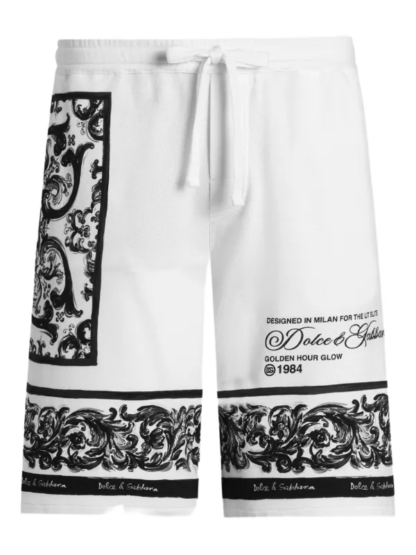 Dolce & Gabbana Short Com Estampa De Logo | Branco | FARFETCH BR