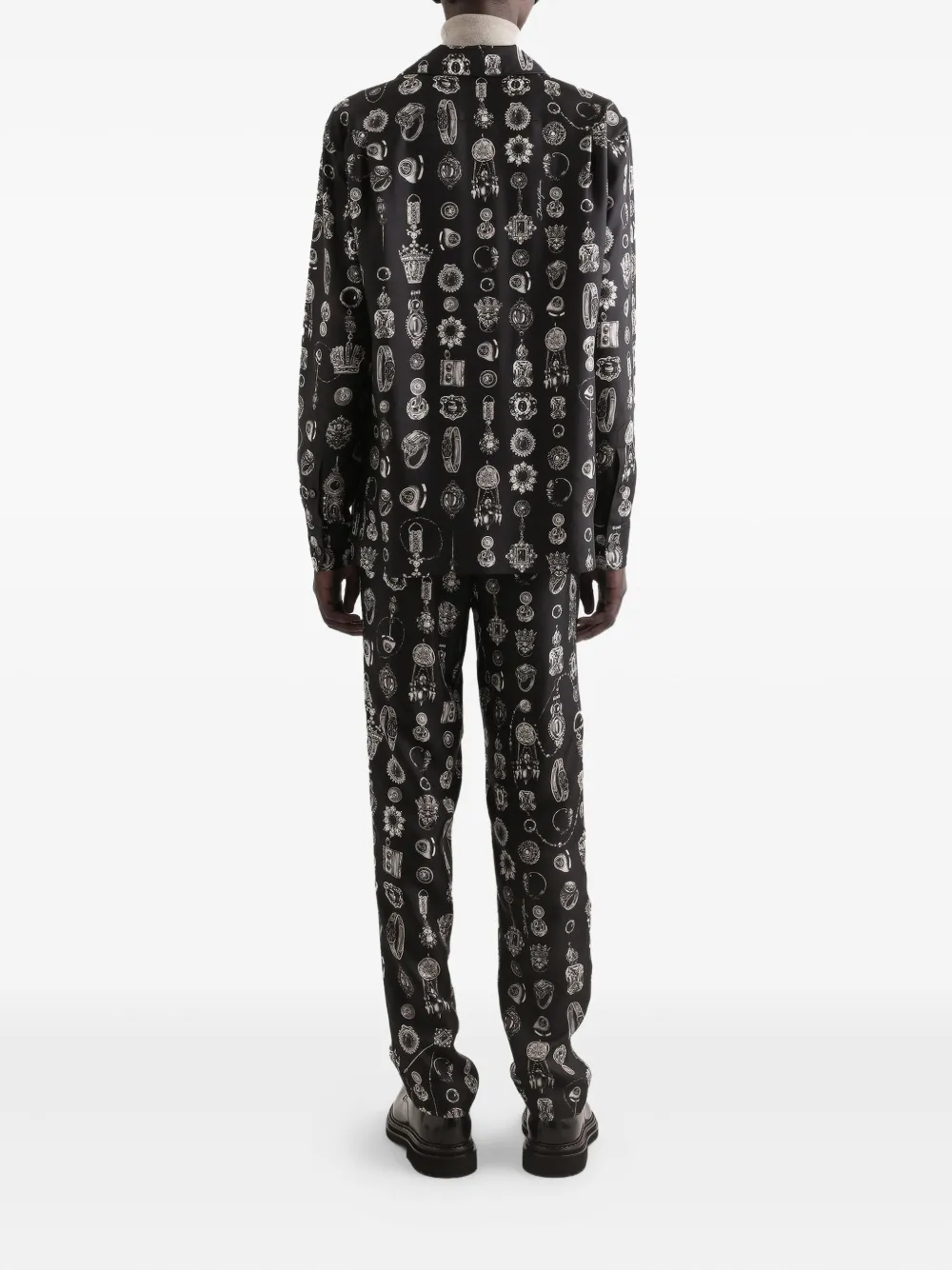 Dolce & Gabbana Medallion Print Loungewear In Black