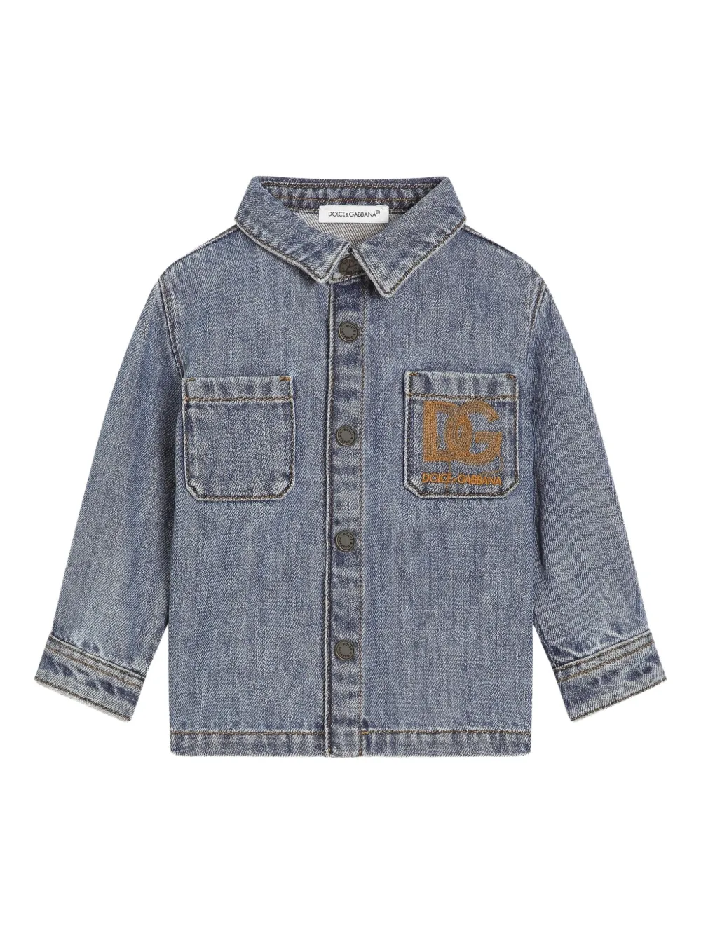 Dolce & Gabbana Kids embroidered-logo denim shirt | Blue | Image 1