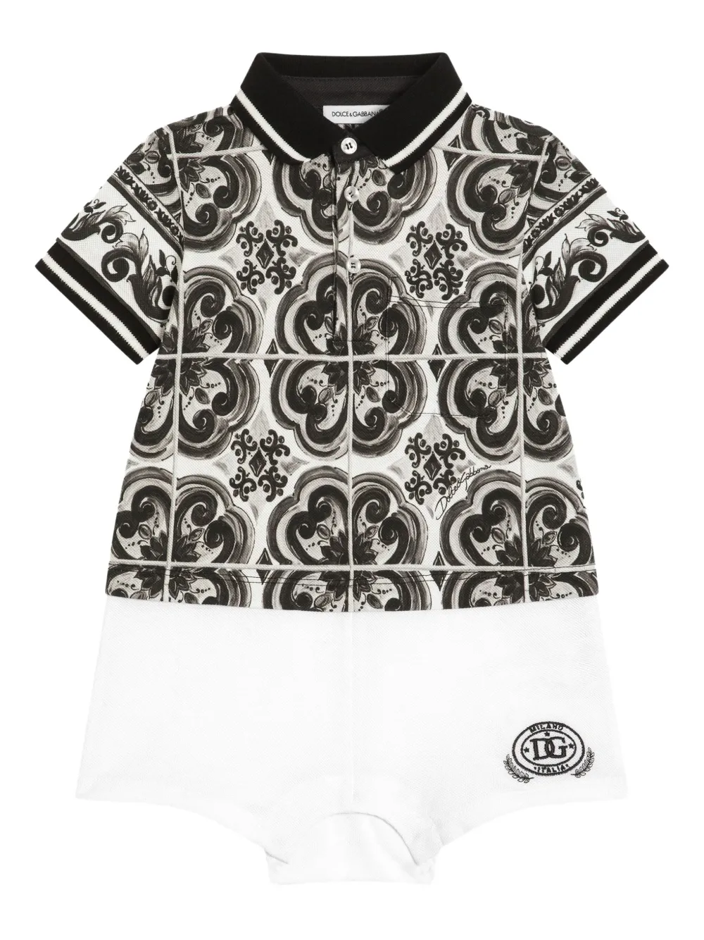 Dolce & Gabbana Kids Katoenen romper met print Wit