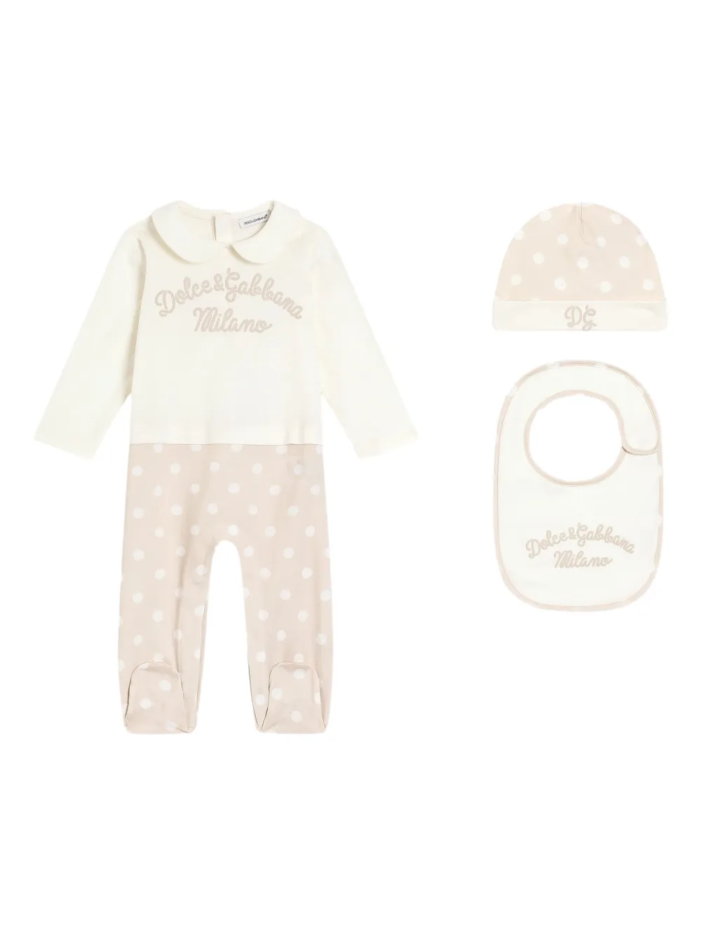 Dolce & Gabbana Kids Drie rompers met stippen Wit