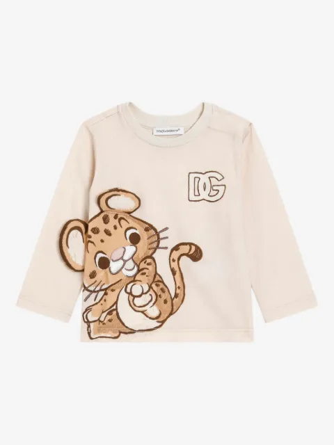 Dolce & Gabbana Kids playera manga larga con estampado de leopardo