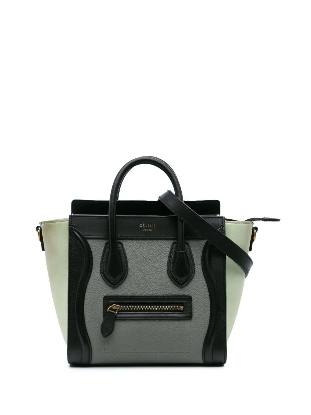 Céline Pre-Owned 2018 ナノ トリコロール レザー ラゲージ トート サッチェルバッグ - グレー Céline Pre-Owned 2018 ナノ トリコロール レザー ラゲージ トート サッチェルバッグ - グレー