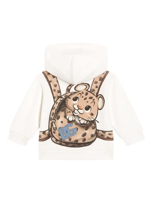 Dolce & Gabbana Kids backpack-printed zip-up Hoodie | White | FARFETCH