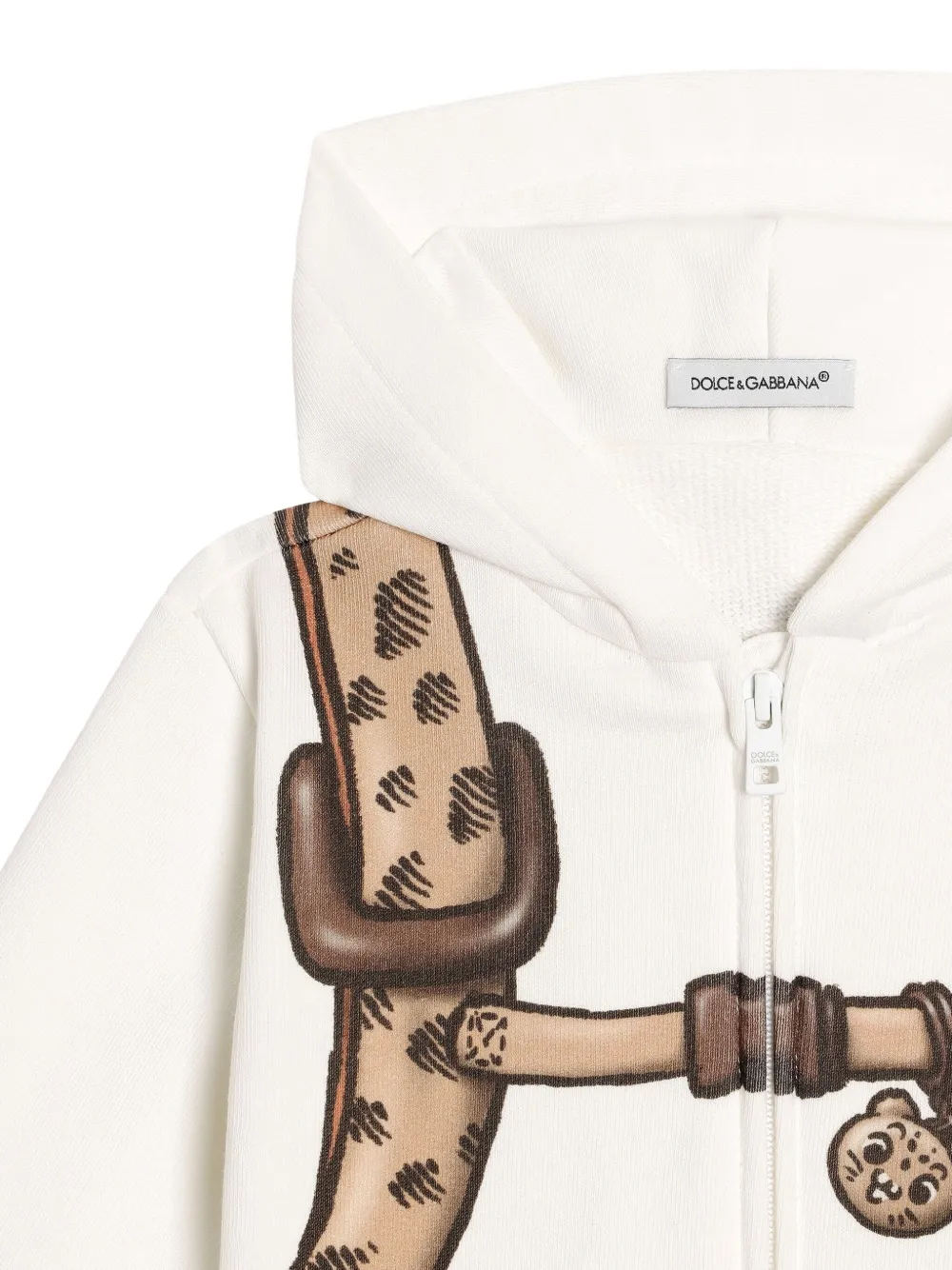 Dolce & Gabbana Kids Hoodie met rits en print Wit