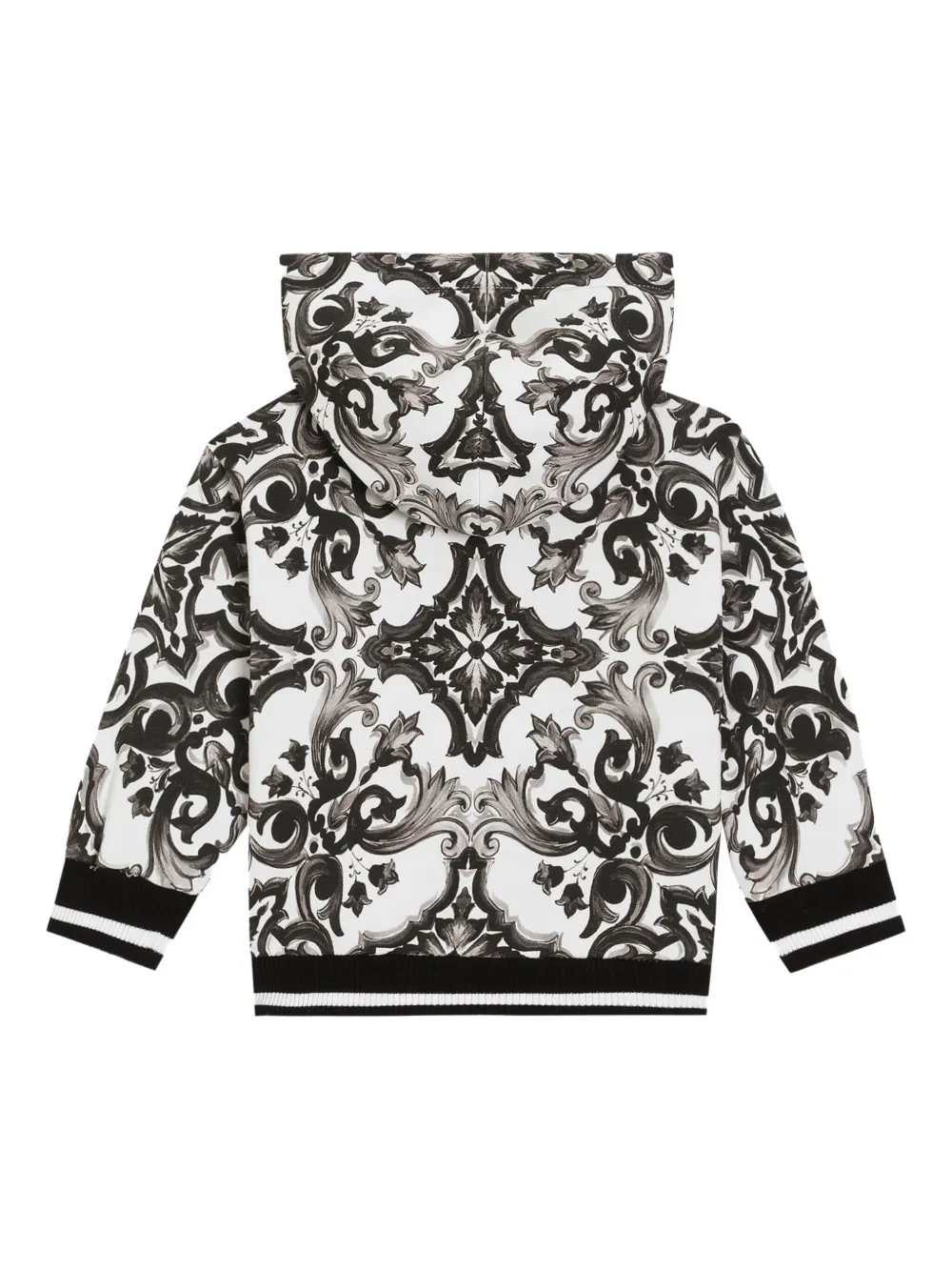 Dolce & Gabbana Kids Katoenen hoodie met Majolica-print Zwart