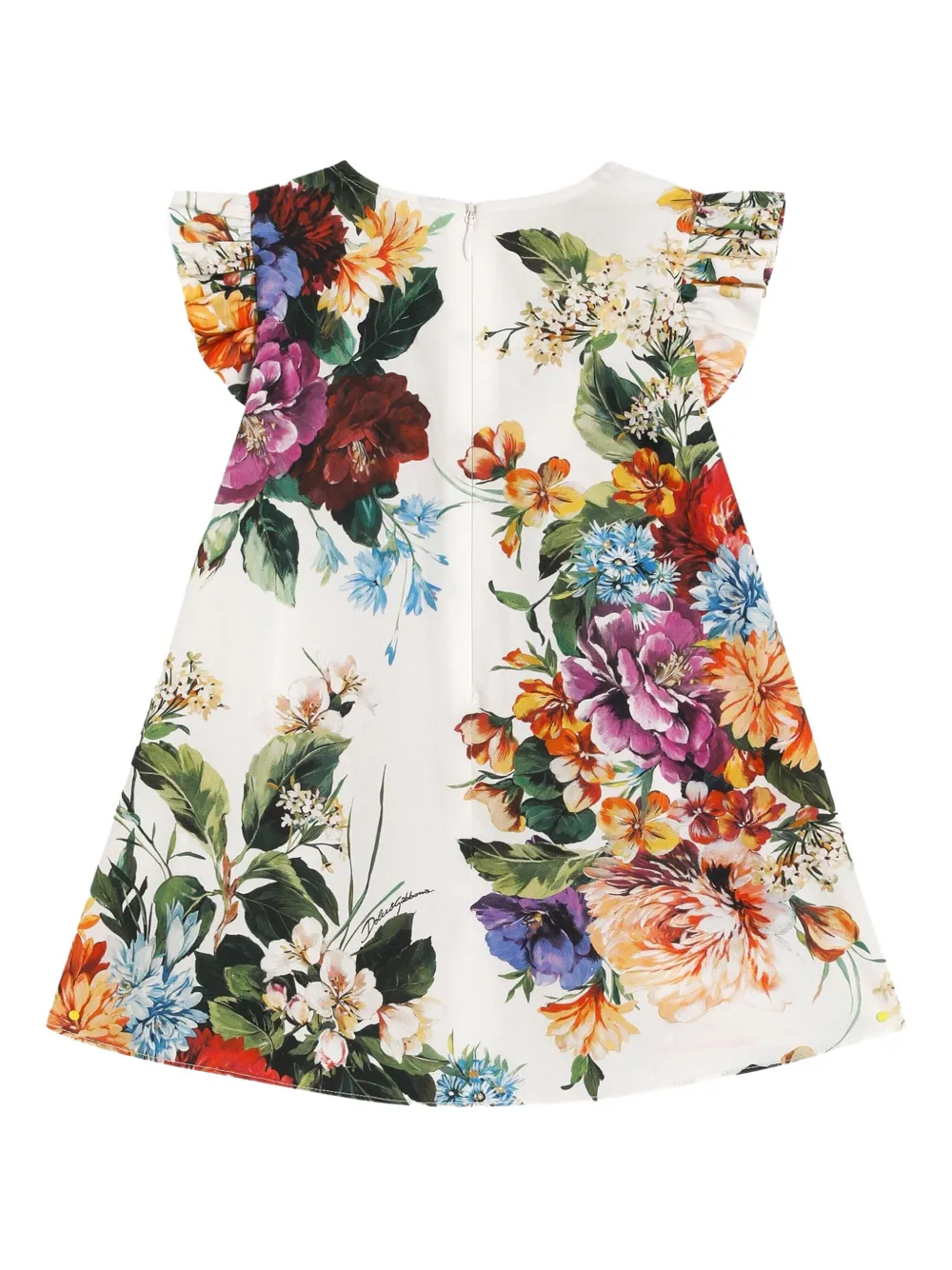 Dolce & Gabbana Kids Katoenen jurk met bloemenprint - Wit