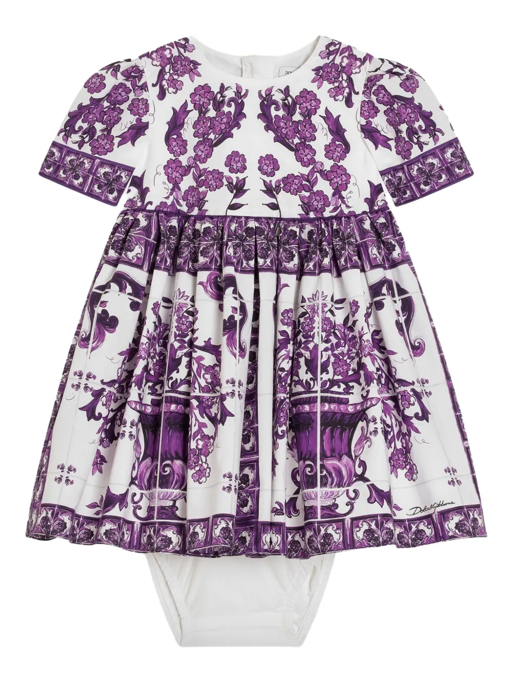 Dolce & Gabbana Kids Jurk met Majolica-print Wit