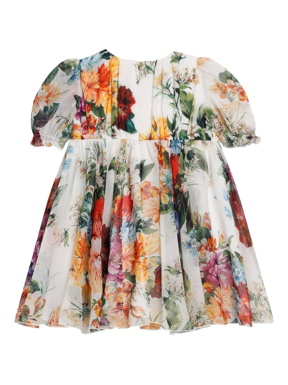 Dolce & Gabbana Kids floral-print chiffon dress - Wit