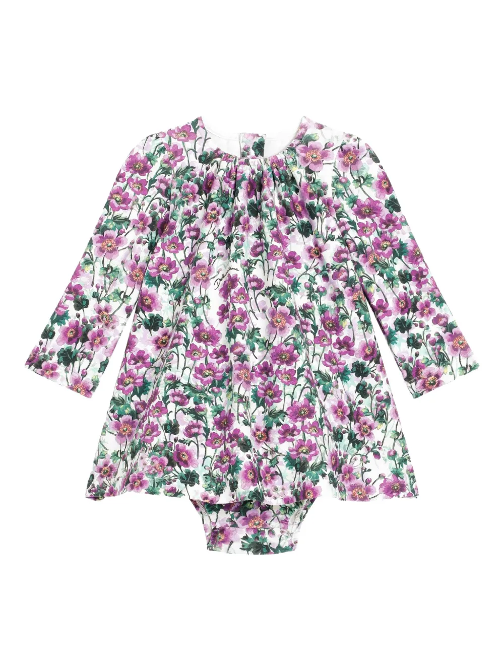 Dolce & Gabbana Kids Gesmockte jurk met bloe print Wit