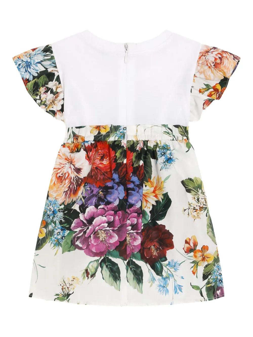 Dolce & Gabbana Kids Katoenen jurk met bloemenprint - Wit